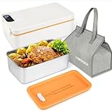 SuhoFutus Fiambrera eléctrica con función de calentamiento por batería USB, 1 L, para alimentos, 40 W, con bolsa aislada, para oficina y viajes