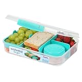 Sistema TO GO Bento Box Create | 1.48 L | Fiambreras escolares con compartimentos y olla para aperitivos | Sin BPA | 1 unidad | Verde azulado menta, L 247mm x H 64mm x W 185mm