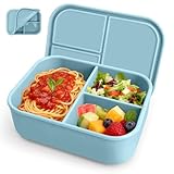 Homiflex Fiambrera de Silicona 3 Compartimentos 1250ml Bento Box Fiambrera Infantil y Adultos - Lunch Box Sin BPA, Anti-Fugas, Apta Microondas y Lavavajillas - Ideal Trabajo, Escuela, azul