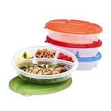 EasyLunchboxes - Fiambreras ovaladas – Contenedores de comida reutilizables de 4 compartimentos para el trabajo, viajes y preparación de comidas, juego de 4, (clásico)