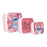 My sweety pop Juego de 3 Cajas de meriendas Caja de meriendas Fiambrera Stitch para niños Guardería Guardería Vacaciones Escolares Comidas 11,5 cm para niñas Rosa Idea de Regalo