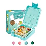 schmatzfatz easy - Fiambrera infantil, caja bento con compartimentos variables, táper (Turquesa)
