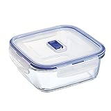 Luminarc Recipiente Cuadrado Hermético Vidrio 18x18x7,3cm - 122cl Apto Microondas Apto Frigorífico Tapa 4 Cierres Herméticos 100% Con Válvula