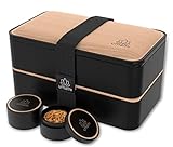 UMAMI Bento Lunch Box , 2 Recipiente 4 Cubiertos , Tupper Compartimentos Estilo Bento Box Japonés , Porta Alimentos Hermético , Microondas y Lavavajillas , Fiambrera Para Adultos/Niños , Zero Waste