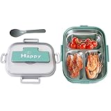 Contenedores portátiles de lonchera: almacenamiento de refrigerios de acero inoxidable, contenedor de alimentos para niños | Utensilios de transportista de almuerzo reutilizables duraderos, caja de be