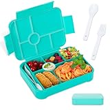 XIKAYA Fiambrera Para Niños Con Compartimentos, Caja Bento Para Niños,1350 ml, Fiambrera A Prueba De Fugas, Caja Para Aperitivos, Aptas Para Microondas Y Lavavajillas (verde)