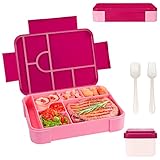 Zyluniy Fiambrera Lunch Box 1300ML, Bento Box Fiambrera Infantil con Compartimentos y Cubiertos, Loncheras Hermetico Fiambreras para Adultos Niños Escuela Guardería,Loncheras para Picnic, Trabajo,Rosa