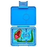 yumbox Caja para refrigerios Surf Blue con bandeja de dinosaurio - Bento de 3 compartimentos 6.7x5.1x1.8 | Apto para niños | Bocadillos Saludables | Sin BPA y fácil de limpiar