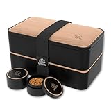 Umami Fiambrera Para Comida De Trabajo, Bento Lunch Box Japonés, Con 4 Compartimentos, Cubiertos, Recipientes Para Salsa, Caja De Almuerzo Sin BPA, Apta Para Microondas, Porta Alimentos 100% Hermética