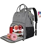 MATEIN Mochila de Almuerzo Portatil, Mujer 15,6 Pulgadas de Refrigeración con Puerto USB Impermeable Bolsas Térmicas del Hombre Negocio Trabajo Viaje Escolares, Gris