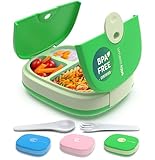 Umami Fiambrera para niños con cubiertos, estilo Bento, 3 grandes compartimentos, tamaños de porción ideales para edades de 3 a 9 años, libre de BPA, apta para microondas y lavavajillas