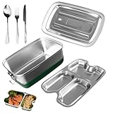 Gigtoop Fiambrera de Acero Inoxidable, Fiambrera de 2000ML, Lunch box portátil duradera y ecológica, Fiambrera a prueba de fugas con compartimentos, Adecuado para niños y adultos, escuela, oficina