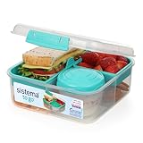 Sistema To Go fiambrera bento | Fiambrera con tarrina para yogur o fruta | 1,25 l | Verde Azulado
