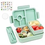 Bugucat Fiambrera 1300ML 3PCS, Bento Box Fiambrera Infantil con 5+2 Compartimentos y Cubiertos, Lunch Box Hermetico Fiambreras para Adultos Niños, Loncheras Ideal Para,Picnic,Trabajo,Púrpura,Verde