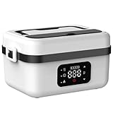 Fiambrera Calefactora Recargable, Calentador De Alimentos Portátil De Gran Capacidad De 1 L con Inicio Programado (30-240 Min) Y Divisor Extraíble, Ideal para La Oficina, Viajes B