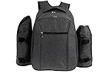 HEKERS Mochila de picnic premium con compartimento refrigerador aislado y portabotellas para 4 personas – playa, senderismo, picnic, camping, barbacoa, gran capacidad (gris oscuro)