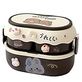 Rtppyakk Fiambrera con bonito oso para niños, fiambrera de plástico portátil para adultos, trabajo, microondas, escuela, niños, caja de comida,