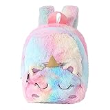 Hifot Mini Unicornio Peluche Mochilas para Niño, Lindo Suave Mochila Mochila de Viaje Guarderia Bolsa Unicornio Regalos para Niñas(8 in 3-6 Años