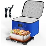 Fiambrera Eléctrica de 80 W - 3 en 1 Gran Comida Térmico con Bolsa, Calentador de Comidas Pequeño, 12V/24V/220V para Coche, Camión, Oficina y Viajes, Azul