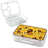 Jarlson Porta pranzo Bambini BILLI - Lunch Box con 4 scomparti - Bento Box - Senza BPA - per la scuola e l'asilo - 850ml (Transparent)