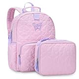 Chase Chic Mochila Niña Niño, Juego de Mochila Escolar Bolsa Termica Infantil 3-7 Años Ligera Mochila Escolar Almuerzo Infantil para Colegio Guarderia Picnic Viaje, Mariposa Rosa