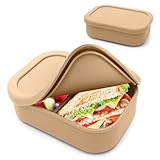MIUUIPI Fiambrera de silicona, resistente a roturas y a prueba de fugas, sin BPA, 940 ml, fiambrera con 3 compartimentos, apta para lavavajillas y microondas, ideal para trabajo y viajes (naranja