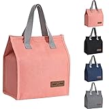 Yikki Bolsa Termica Porta Alimentos, Bolsa del Almuerzo, Reutilizables Lunch Bag, Bolsa Térmica para Trabajo, Escuela, Viajes, Salidas (Rosa)