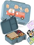 BEARFOOT Bento Box Compact | Fiambrera infantil sin BPA para la escuela y la guardería, fiambrera a prueba de fugas para niñas y niños, práctica, ligera y compacta (azul bombero, 650 ml)