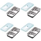 Recipientes reutilizables de acero inoxidable con tapas, caja bento de doble compartimento para aperitivos, condimentos, comida para llevar, viajes, camping y almuerzo de oficina, almacenamiento de