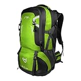 OcioDual Mochila Senderismo 60 Litros, Mochila Trekking, Montaña y Camino de Santiago, Multifuncional, Ligera, Mochilas Hombre para Camping, Acampada, Marcha Nórdica, Supervivencia, Verde