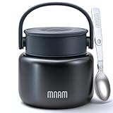 mnam Termo Comida Caliente 500 ml - Fiambrera Térmica Comida Caliente en Acero Inoxidable Doble Aislado con Cuchara - Termo Papilla Bebe Infantil y Adultos