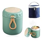 mizikuu Termo para Comida 400ml, Recipiente Térmico para Comida con Bolsa Aislada e Cuchara Frasco Acero Inoxidable Contenedor Térmico con Correa para la Muñeca Lunch Box Fiambrera Caliente Bebe