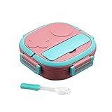 UxradG - Fiambrera para niños, caja Bento de acero inoxidable aislada con cuchara, a prueba de fugas, recipiente para aperitivos duradero para niños y niñas (Rosa)