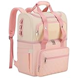 YOUNGOA Mochila Nevera Isotermica Portatil con 2 Compartimentos Termostáticos, Bolsa Termica de Moda para Mujeres, Familia, Picnic, Compras, Playa 25l (Rosa)