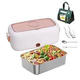 YSMSMZJK Fiambrera Electrica Adecuado Para Portátiles De 12 V/24 V, Fiambrera Termica Comida Caliente Aislamiento Térmico De Larga Duración Alimentado Por USB, Fiambrera Niña,White