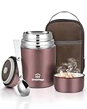 Dreamhigh Termo para Comida 800 ml, Recipiente Térmico para Comida, Frasco Acero Inoxidable Contenedor Térmico con Bolsa Aislada e Cuchara Plegable, para Adultos Niños-Sin BPA (Rosa)