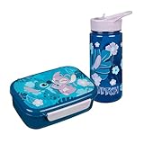 Scooli - Set de regalo de vajilla para niños Disney Stitch - set compuesto por fiambrera y biberón - ideal para el colegio o la guardería - para niños a partir de 4 años - de plástico - sin BPA