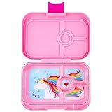 Yumbox Panino - Lonchera Bento a prueba de fugas, 4 compartimentos para niños y adultos; perfecta para almuerzo empaquetado en sándwich, compacta de 8.5 x 6 x 1.8 pulgadas, porciones saludables (rosa