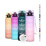 Botella Agua, 500ml Botella Agua Niños, Cantimplora Infantil con Filtro, A Prueba de fugas, Fácil de Transportar, Cantimplora con Marca de Tiempo, para la Escuela, Oficina, Viajar, Deportes, Bicicleta