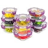 Recipientes de Cristal Para Alimentos - 18 Piezas (9 recipientes y 9 tapas) - Apto para lavavajillas, Microondas y congelador - a prueba de fugas y sin BPA - Aprobado por la FDA y el FSC