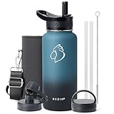 Botella Termica 1 litro, BUZIO botella agua acero inoxidable botellas de agua, Sin BPA Mantiene Frío o Calor 48 Horas, negro índigo