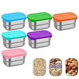 Qiwieod Fiambreras de acero inoxidable con tapa, apilables, reutilizables, pequeñas fiambreras de metal, 240 ml, juego de 6 unidades para el hogar, cocina, escuela, kita, aperitivos, ensalada