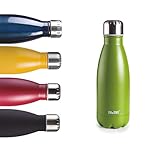 IBILI - Botella termo doble pared musgo 350 ml, Acero Inoxidable 18/10, Doble pared, Reutilizable