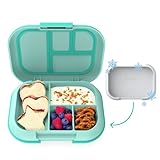 Bentgo Kids Chill - Lonchera a prueba de fugas – Incluye bolsa de hielo reutilizable que mantiene la comida fría; contenedor Bento de 4 compartimentos; apto para microondas y lavavajillas (aguamarina)