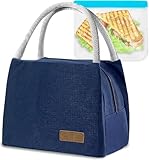 SLOSH Bolsa Porta Alimentos Térmica Comida Trabajo Almuerzo Hombres Niñas Niños Infantil Frio Calor Aislamiento Bolso de Mano Mujeres Aislado Térmico Oficina Yogurt (Azul marino 8L)