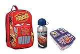 Theonoi Set Cars Lightning McQueen - Mochila con efecto 3D (mochila + botella + fiambrera), Mochila + botella + fiambrera