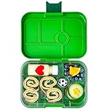 yumbox Lonchera Bento original a prueba de fugas, 5 compartimentos + pozo de inmersión, cierre fácil de abrir, control de porciones, bandeja ilustrada extraíble, para edades de 3 a 7 años (verde