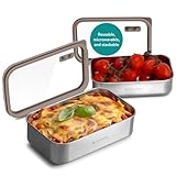 Navaris Fiambreras Comida Trabajo - 2x Fiambrera Acero Inoxidable Apta Microondas - Set 2x Lunch Box Adultos de 700 ml y 1000 ml - 2x Taper para Comida Apilable Sin Plastico