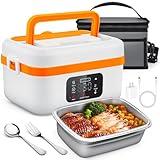 Warmio Lonchera eléctrica inalámbrica, calentador de alimentos autocalentable, fiambreras alimentadas por pilas con contenedor de 1 litro, lonchera recargable para hombres, mujeres, niños, coche,