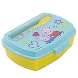 Stor Fiambrera rectangular para el almuerzo infantil con cubiertos de Peppa Pig